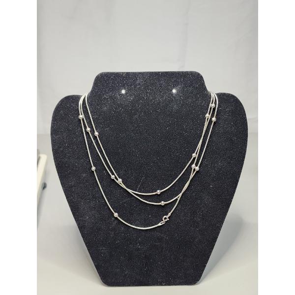 (3) Sterling Silver Stackable Necklaces - 18/16in - Total Weight: 16.6g