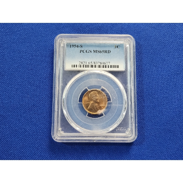 1954-S Lincoln Wheat Cent PCGS Graded MS 65 RD