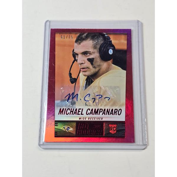 2014 Panini Score Michael Campanaro Autograph Hot Rookies Football Card #407 61/75 - Mint Condition