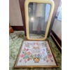 Image 1 : Delightful 17"x27" Framed Crosstitch & Classic Framed Wall Mirror.
