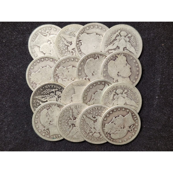 $4.00 Face Value in 90% Silver Barber Quarter Dollars - Assorted Conditions!