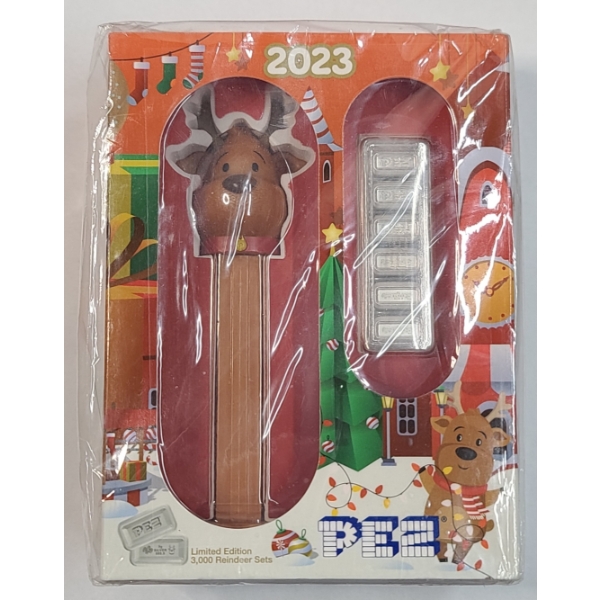 SEALED Limited Edition 2023 PEZ Reindeer 30 Grams .999 Silver Pamp Suisse Gift Set - See Description