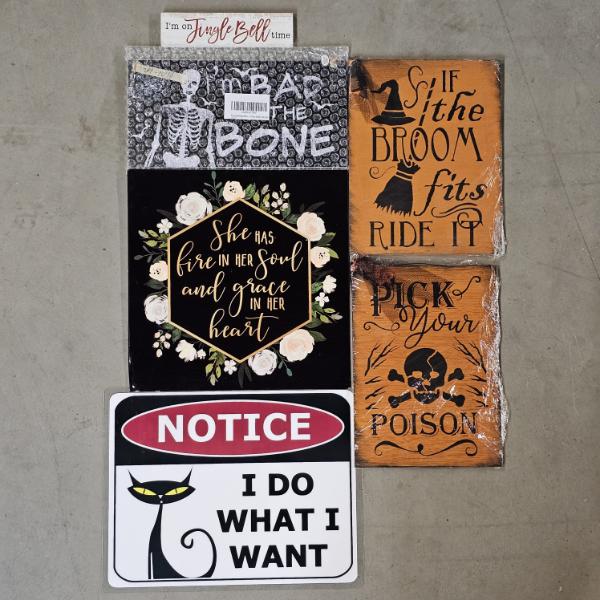 6 Vintage Novelty Decorative Wall Art Signs (8x12")