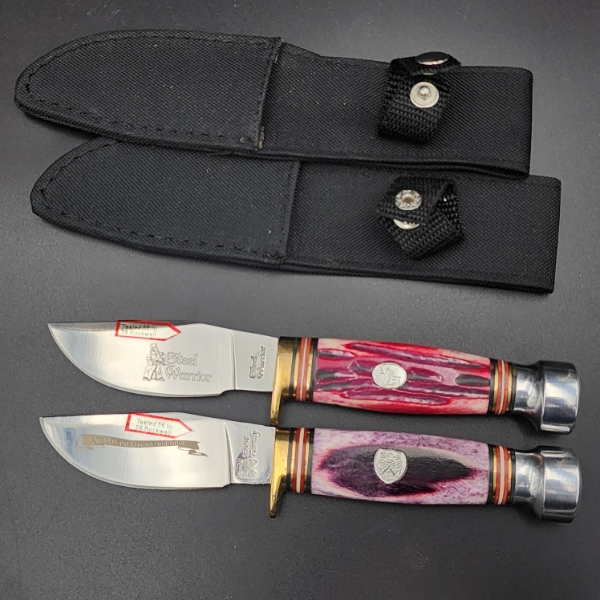 Two Steel Warriors Pink/Purple Handle Knives With Cases