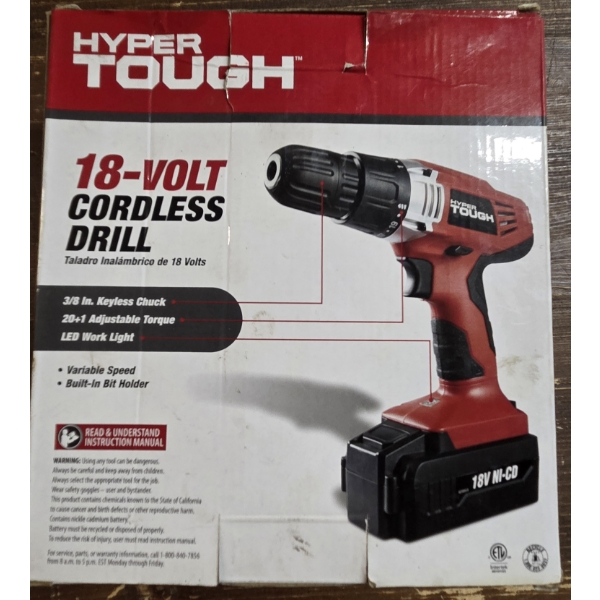 Hyper Tough 18V Cordless Drill With Box In Good Condition!
