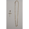 Image 1 : Tests As 14K Yellow Gold Cross Pendant & 10" Chain - Total Weight: 1.8g