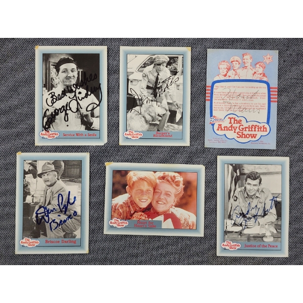Group of SIX Assorted HAND SIGNED Andy Griffith Trading Cards by Mayberry Enterprises~ INCLUDES ANDY