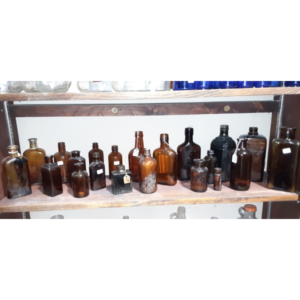 Vintage Group 21 Pcs - Amber Bottle Collection - See Pics