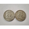 Image 1 : Two Franklin Half Dollars: 1963-D, & 1963-D - 90% U.S. Silver Coins - FV: $1.00