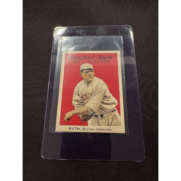 Exceptional Babe Ruth Cracker Jack Boston Red Sox Vintage Reprint Baseball Card - Mint Condition