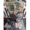 Image 2 : Large Collection Of Vintage Items Including Stamps, Burlap Sack, 12''x12''x25'' Wood Trunk, Postcard