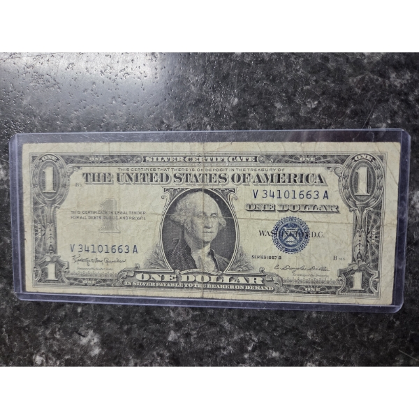 1957 US Silver Certificate In Great Condition In Protective Holder