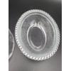 Image 6 : Indiana Glass clear bunny rabbit on a nest candy dish featuring a textured, two-piece pressed glass 