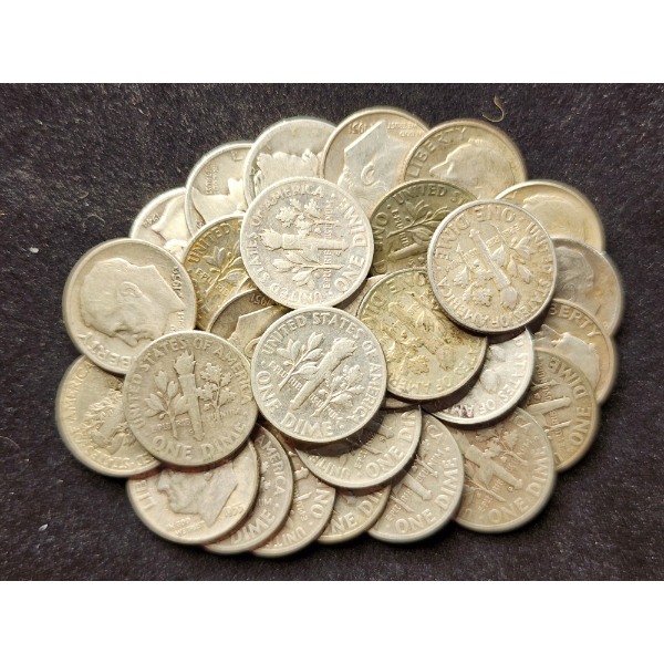 $3 Face Value in Assorted 90% Silver Dimes - Mercury & Roosevelt Dimes