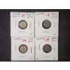 Image 1 : Four Assorted Canadian Sterling Silver 5 Cent Coins - 1880, 1896, 1901 & 1902 - ASW: 0.0346oz Each