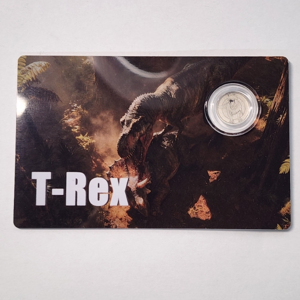 T-Rex 2026 Liberia 1/1000 oz .999 Platinum Round in Assay Card