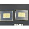 Image 6 : Vintage Stainless-Steel Hand Warmer in Red Pouch & Framed Stamp Displays (2) 