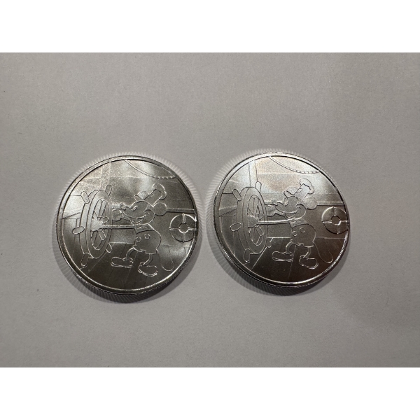2 - Disney Steamboat Willie One Ounce .999 Fine Silver Rounds ~ UNCIRCULATED, MINT CONDITION