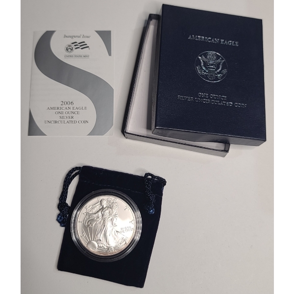 United States 2006-W One Troy Ounce .999 Fine SIlver American Eagle With Original Packaging