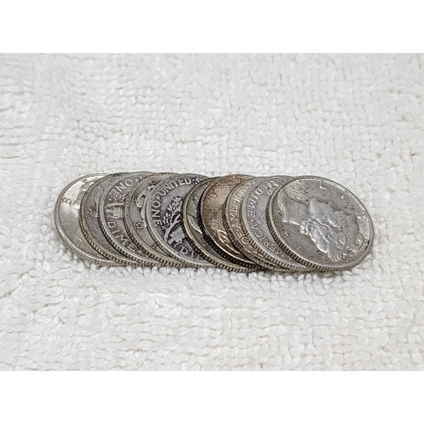 $1.00 Face Value in Assorted 90% Silver United States Dimes 