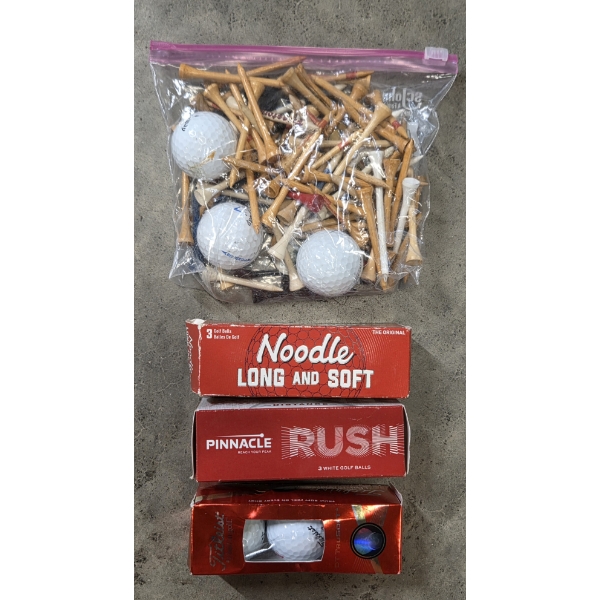 Three New Boxes Of Golf Balls & Assorted Tees 