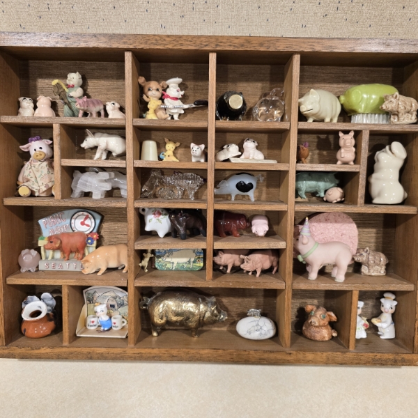 Wall Display Box with 30+ Pig Figures
