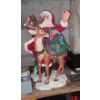 Image 1 : Large Santa On Holiday Reindeer Figural Statue App 14" Tall Ex Condition