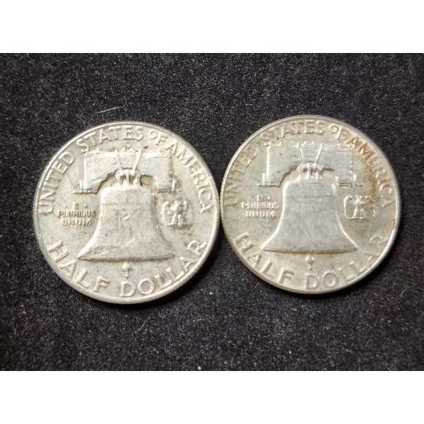 $1.00 Face Value in 90% Silver Franklin Half Dollars - Both in Great Shape!
