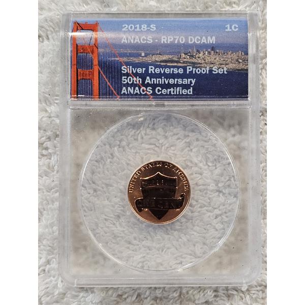 ANACS RP70 Reverse Proof 2018-S Lincoln Shield Cent (1¢)