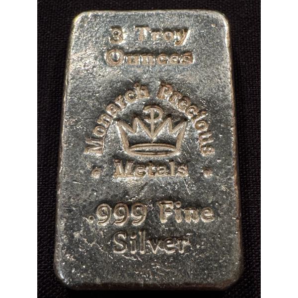 Vintage Hand Poured 3 Troy Ounce .999 Fine Silver Bar - Exceptional Quality 
