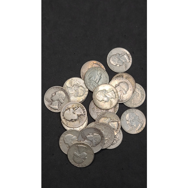 Assorted Years/Mint Marks 90% Silver Washington Quarters - Face Value: $6.00