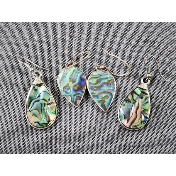 Two Sets of Abalone Shell Earrings