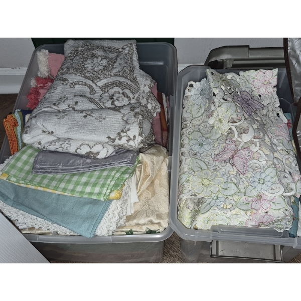 PICKUP IN NORTHFIELD - Two Totes Full Of Linens As Shown (Too Many To Display ) - See Pics 
