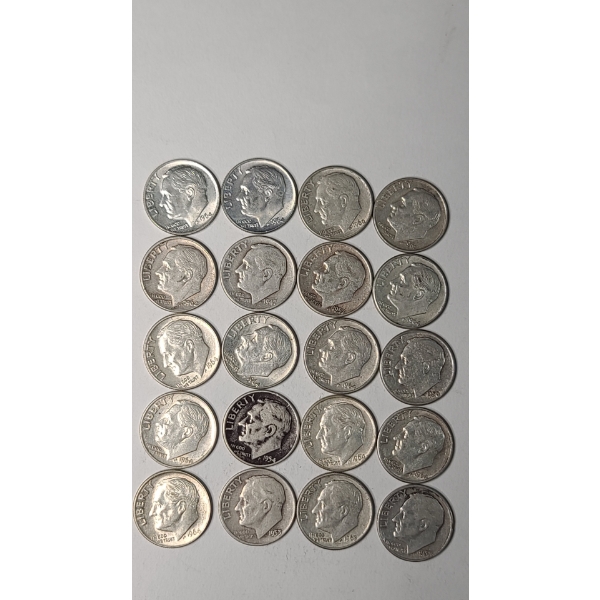 Assorted Years/Mint Marks United States 90% Silver Roosevelt Dimes - Face Value: $2.00