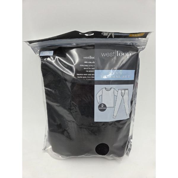 New M/L Mens 2 Piece Black Thermal Set