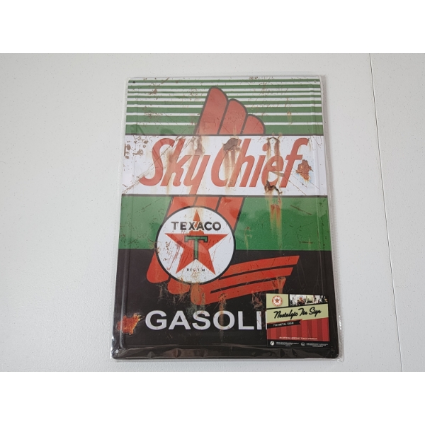 Texaco Sky Chief Gasoline Metal Advertising Sign 17x12in