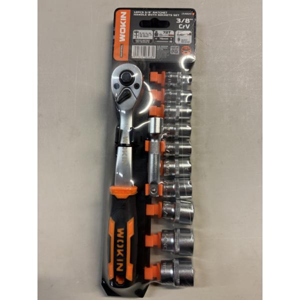 Brand New - Wokin 12 Pieces 3/8" Ratchet Handle With Sockets Set