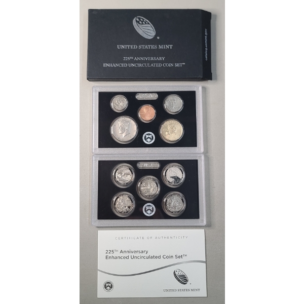 United States Mint 225th Anniversary ENHANCED Uncirculated Coin Set