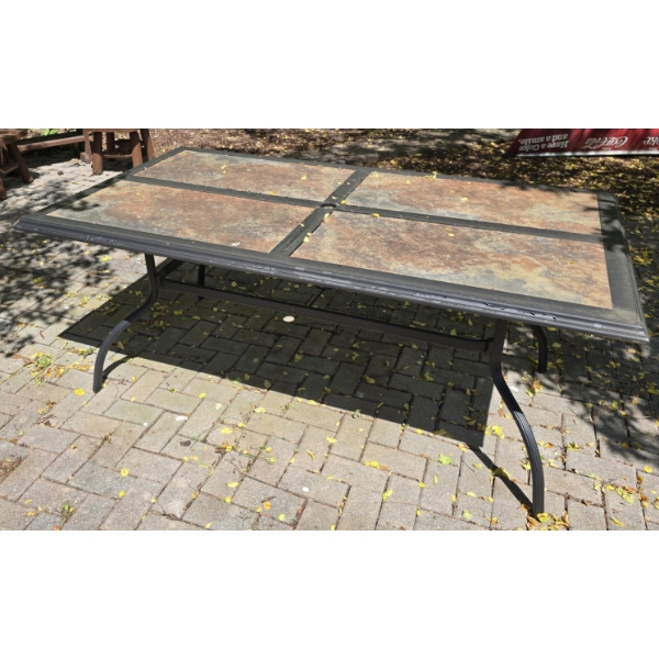 Stone and Metal Outdoor Table - No Chairs Included - 71x40x29