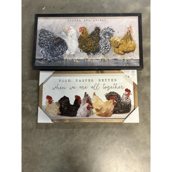 Chicken Wall Hanging Photos in Frames - Gather, Eat, Repeat & Food Tastes Better
