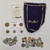 Image 1 : Vintage World Coins With Barbados Cents, Chinese Replica, And Crown Royal Bag