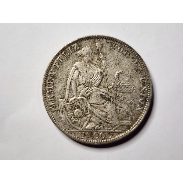 Peru Un Sol 50% Silver Coin Ft. ASW: 0.402 Oz ~ Nice Unique Silver Coin!