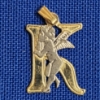 Image 1 : 10k Gold "K" Pendant with Cherub - 0.6g TW