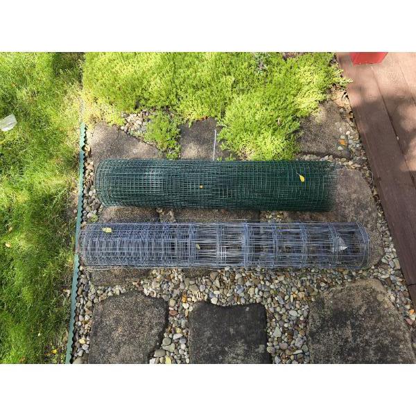 2 Rolls of Wire Fence - Green 36.5" Tall, Silver 40" Tall