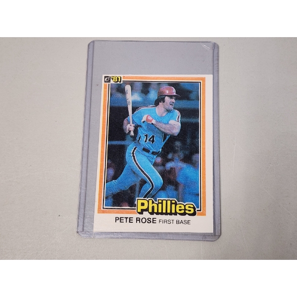 1981 Donruss Pete Rose Baseball Trading Card - Great Condition in Protective Holder