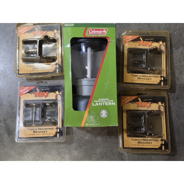 New Coleman Lantern & Four Tiki Torch Mounting Brackets