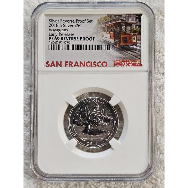 NGC PF 69 Reverse Proof 2018-S Voyageurs National Park Silver Quarter