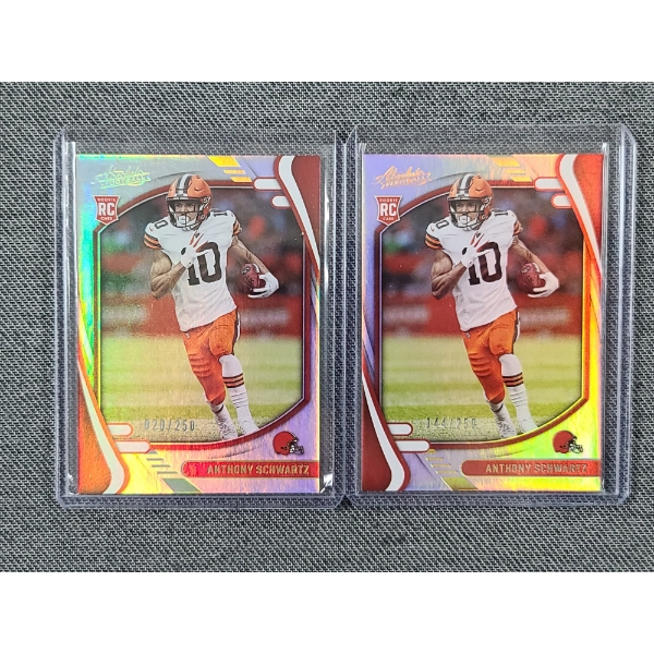 Two 2021 Panini NUMBERED ROOKIE Anthony Schwartz - 020/250 & 144/250