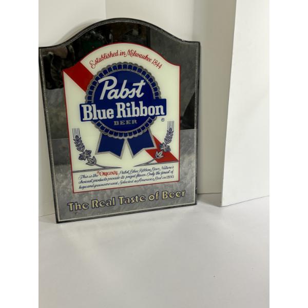 PBR Metal Mirror Sign - The Real Taste of Beer - 17 inches long - Established Milwaukee 1844