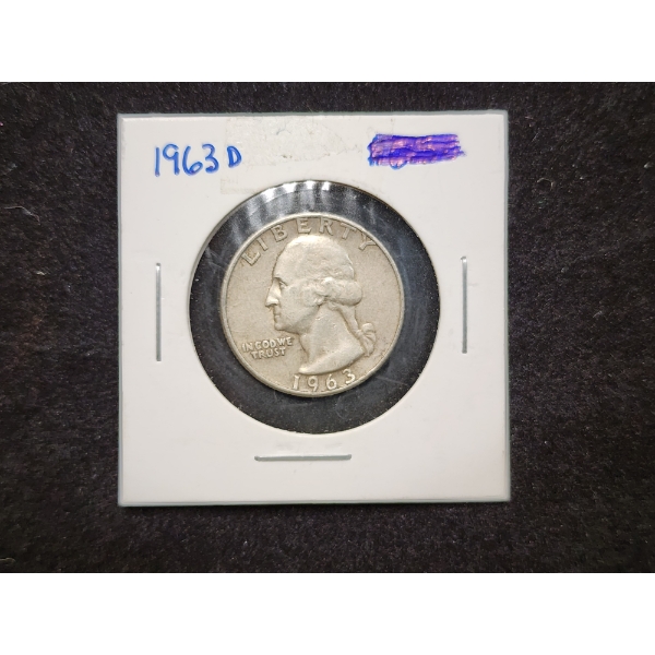 1963-D Washington 90% Silver Quarter 